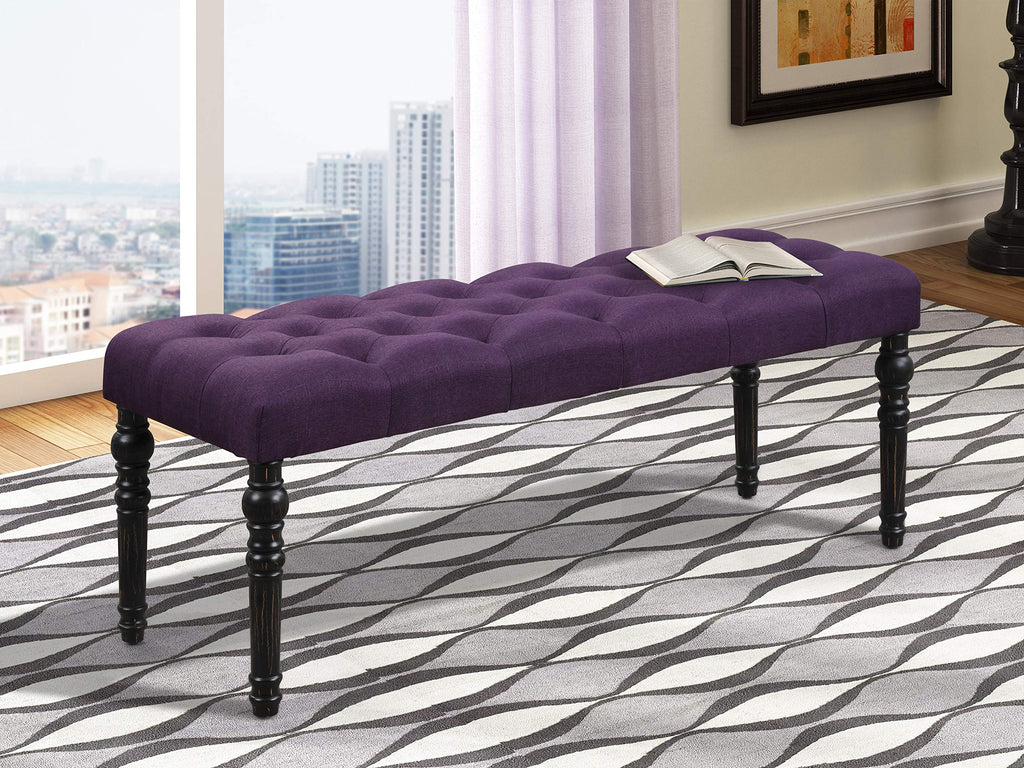 Leviton Urban Style Dark Washed Wood Dining Set: Table, 4 Chairs and Bench, Purple