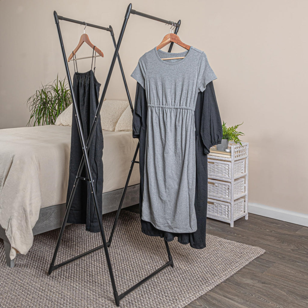 Valet Folding Clothes Rack, Strong Metal X-Frame, Chic Design, Great for Guest and Dressing Rooms, Portable and Easy