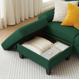86" Convertible Sectional Sofa, Deep 3-Seat L Shaped Couch with Ottoman and Storage Pocket