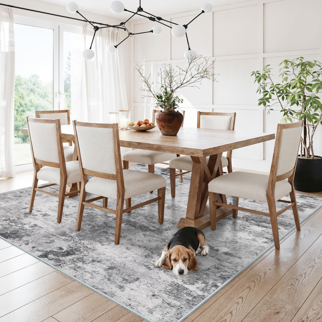 Area Rug Square Washable: Abstarct Non Slip Rugs Blackgrey