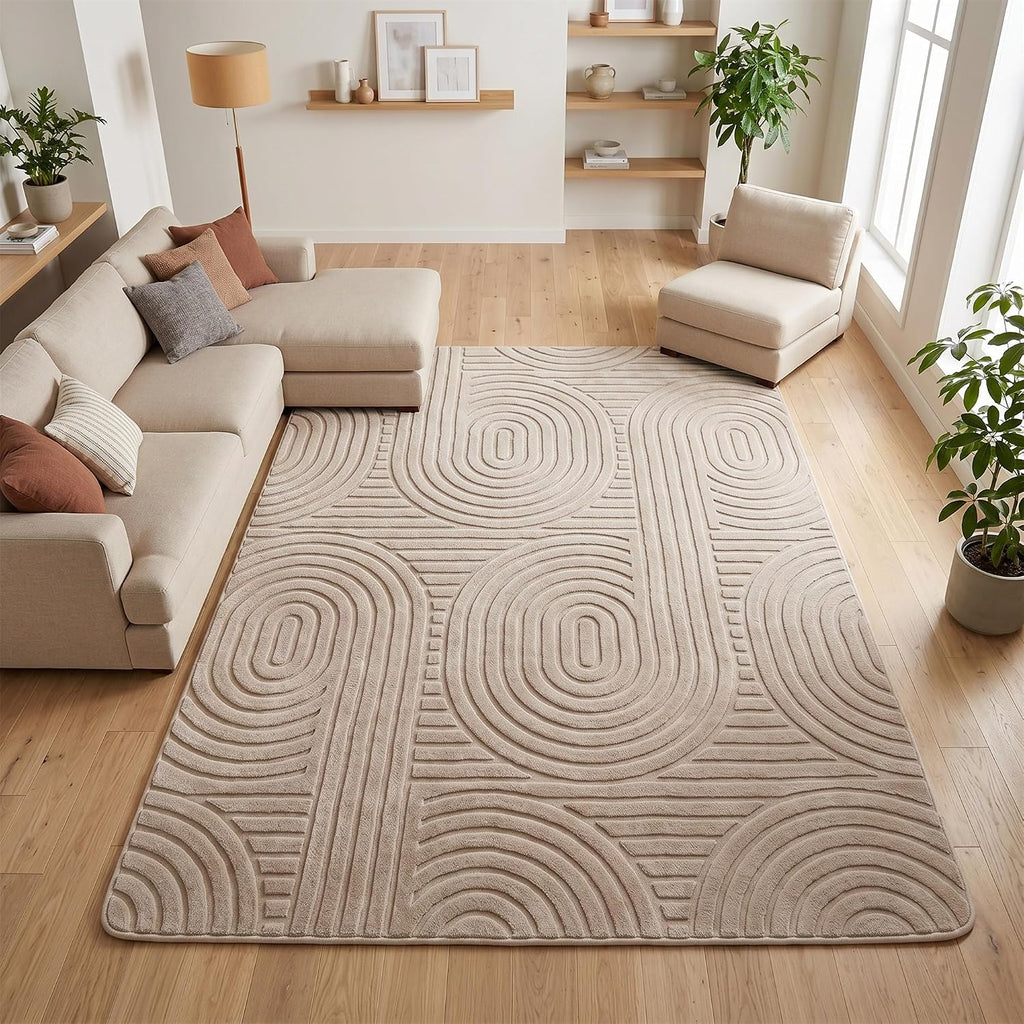 Brown Solid Color Area Rug, Large Modern Living Room Rug