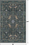 Vintage Large Entryway Rugs Indoor, 3x5 Washable Blue and Green Floral Rugs