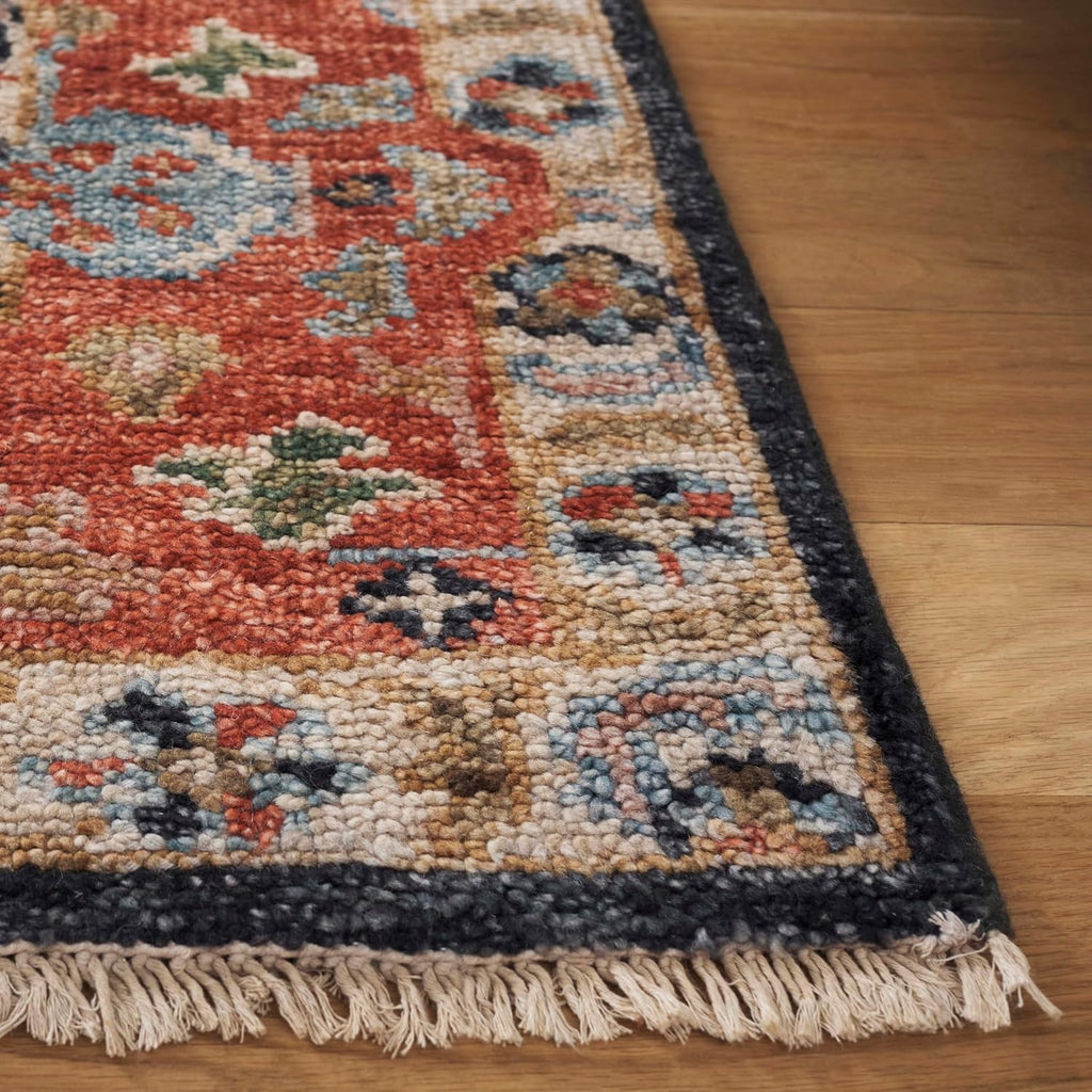 Samarkand 9' x 12' Blue / Red Hand-Knotted Traditional Oriental Premium Wool Area Rug