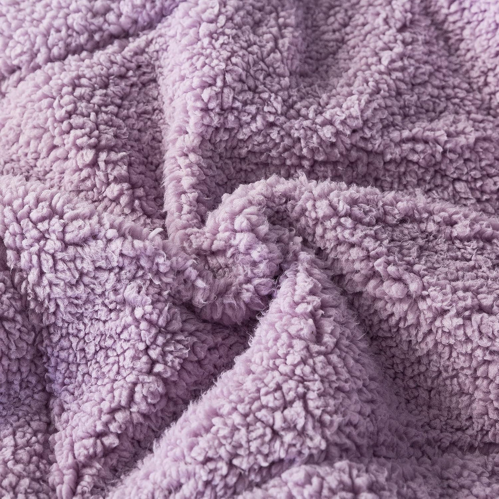 Super Ultra Soft Luxury Plush Sherpa Comforter, Cozy Reversible Faux Fur Machine Washable Bedding, Purple, Queen Size