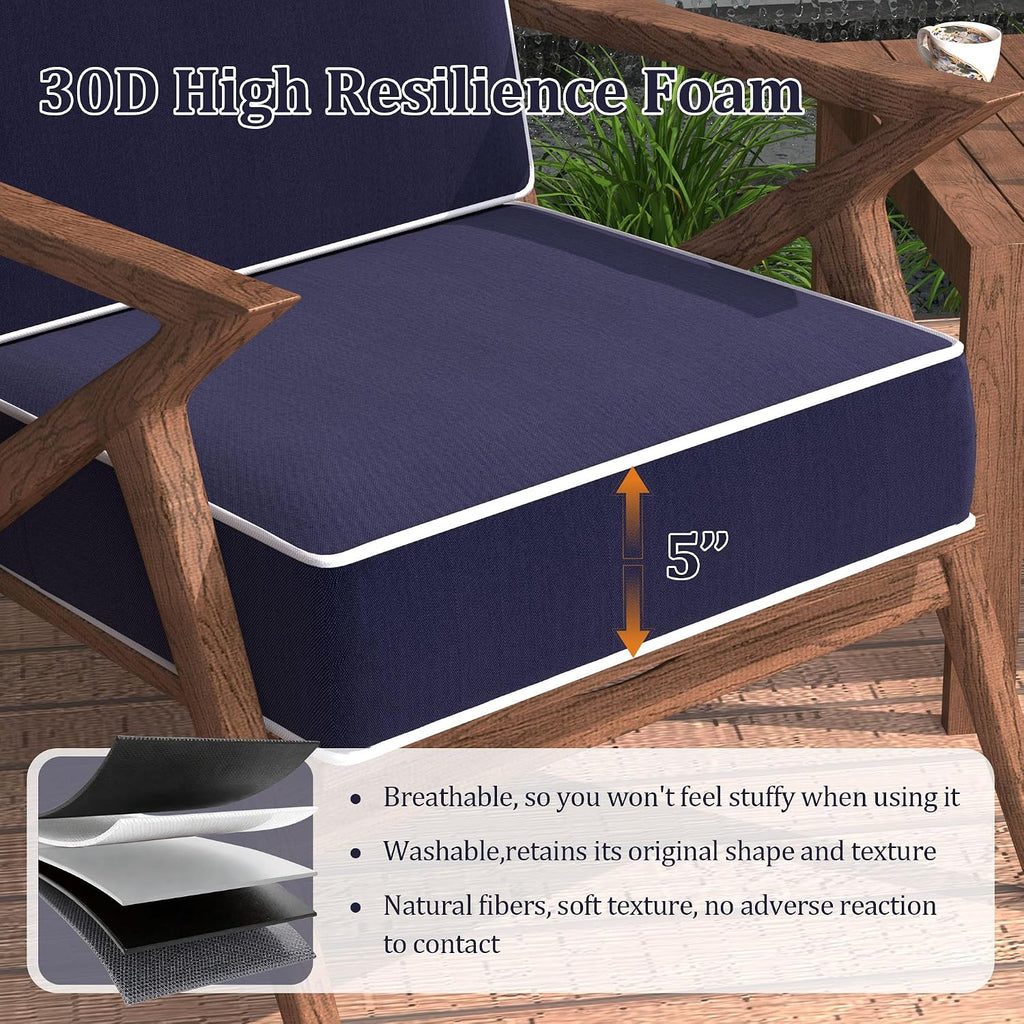 5" Thicker Outdoor Chair Cushions 2 Sets 24" *24" Waterproof Patio Chair Cushions for Outdoor Furniture w/Removable