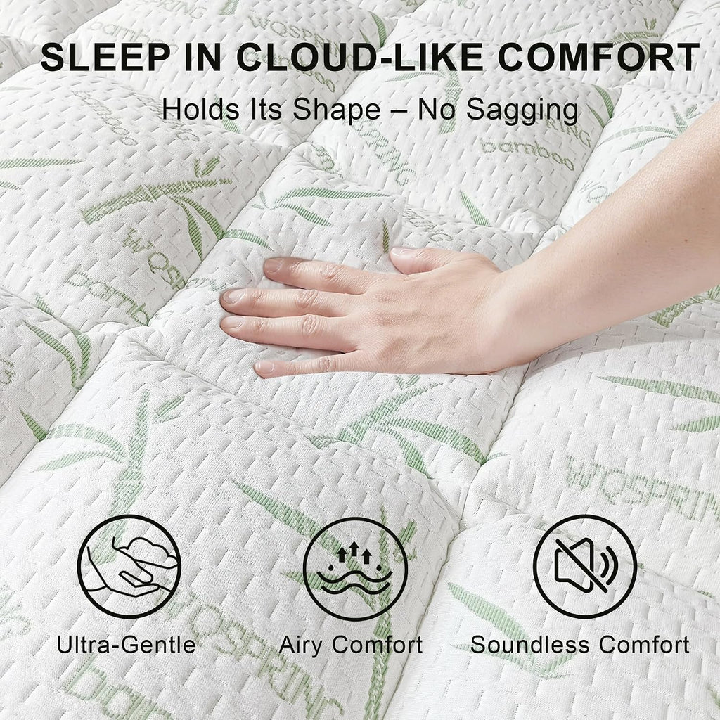 4 Inch Mattress Topper Full Size Memory Foam Bamboo Pillow Top Back Pain | Breathable Hypoallergenic OEKO-TEX