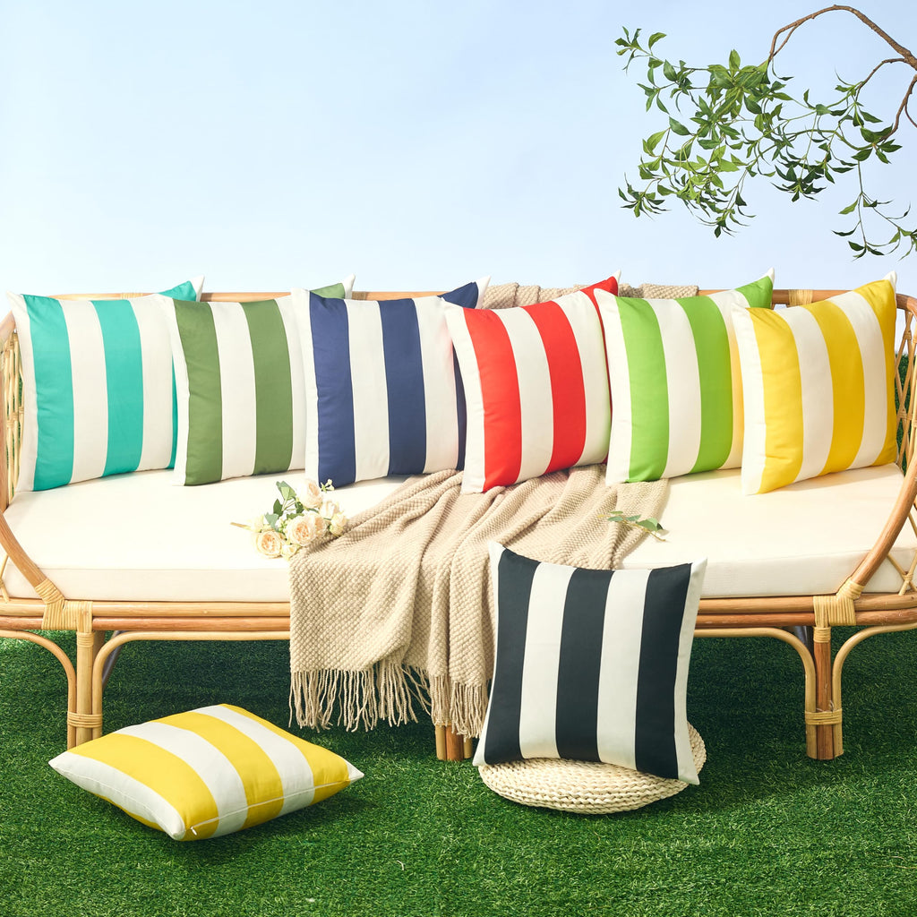 Outdoor Pillow Covers 20x20 Olive Green Striped Outdoor Decor 07B20