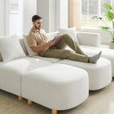 VANOMi 109.84" Modular Sectional Sofa with 3 Pillows, Convertible 5-Seater Comfy Boucle Cloud Couch with Ottoman