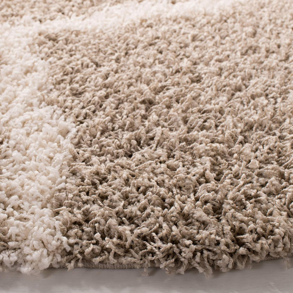 Dallas Shag Collection Area Rug - 4' Square, Beige & Ivory, Trellis Design, Non-Shedding & Easy Care, 1.5-inch Thick