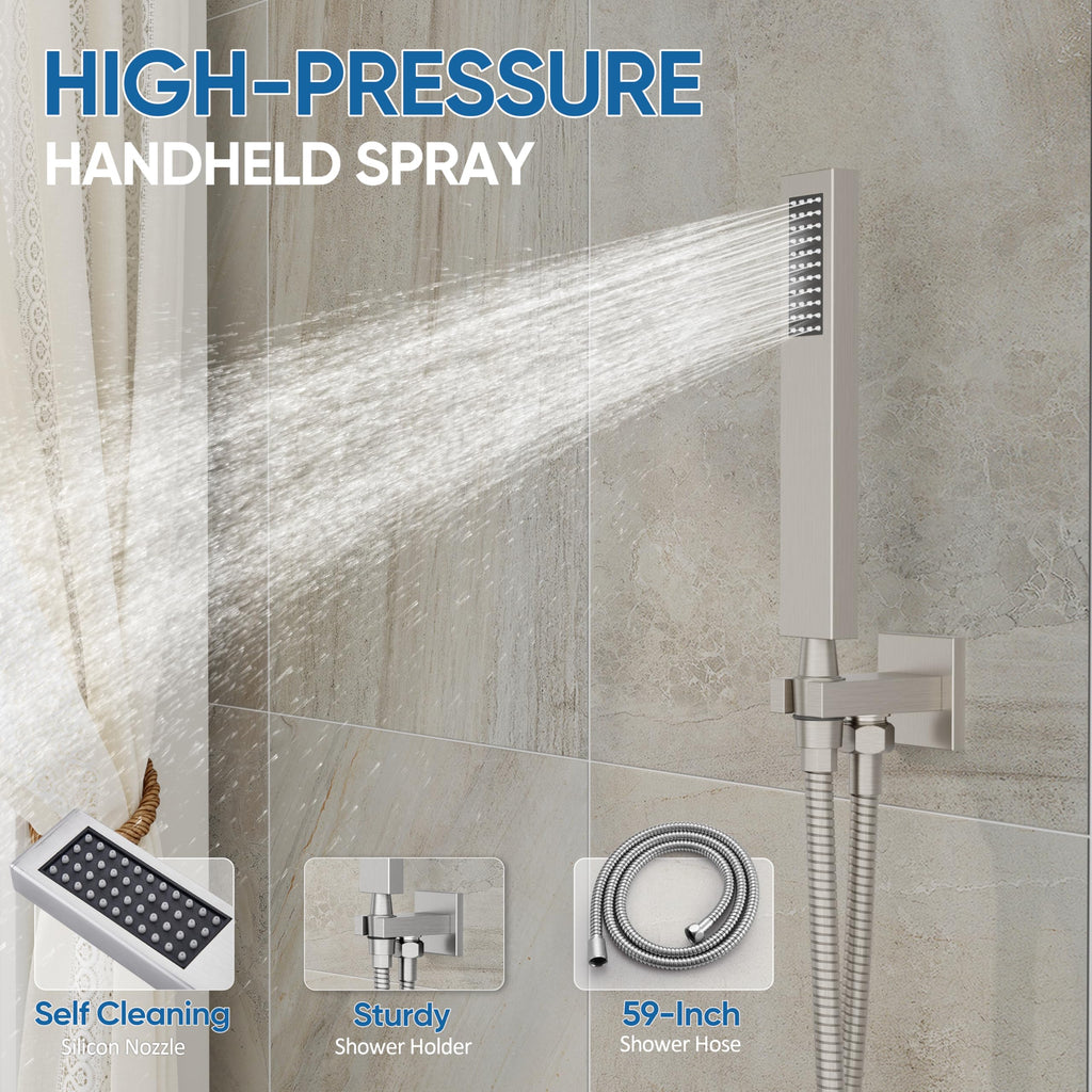 Tub Shower System with 10" Rain Head, Handheld & Valve Kit