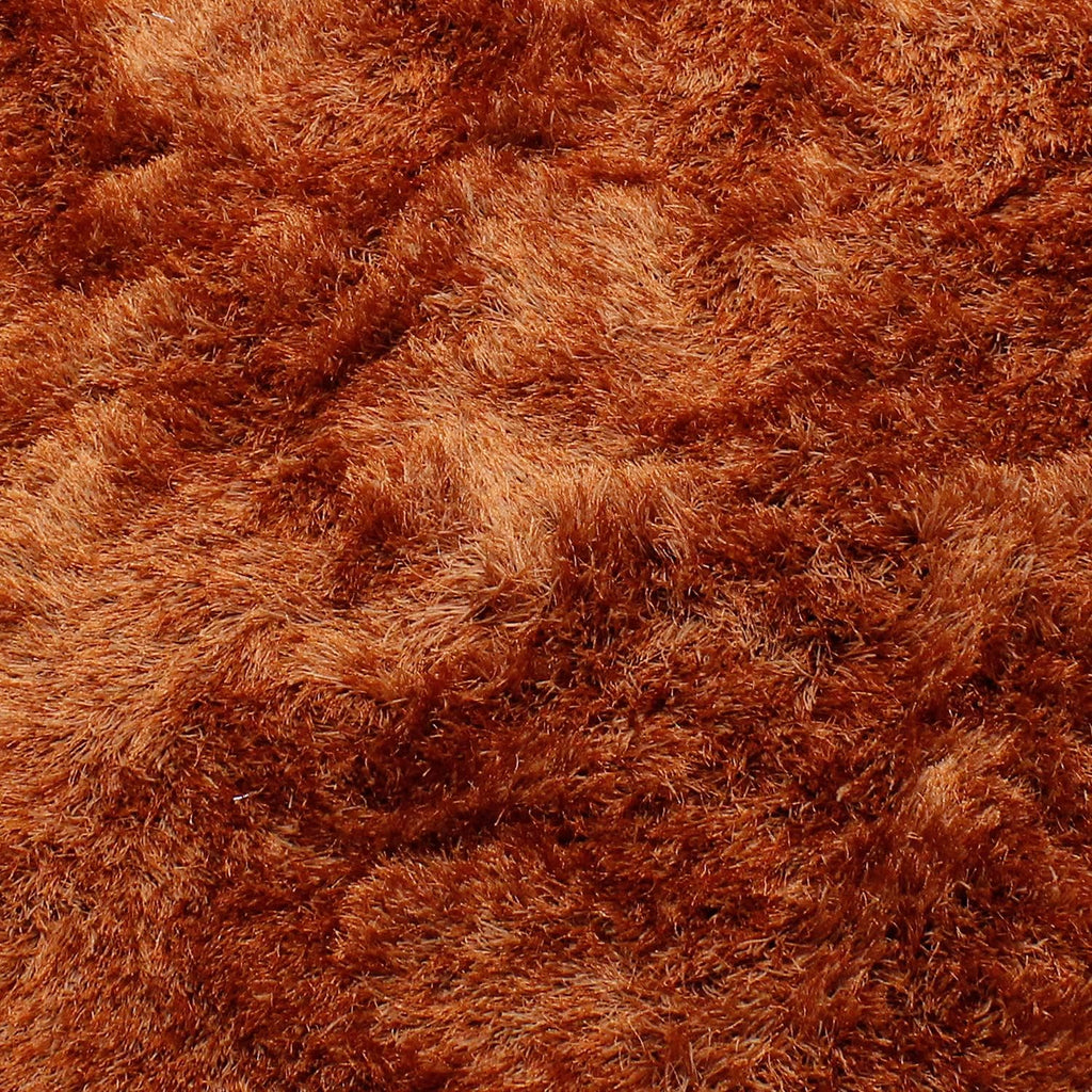 LA Rust Dark Orange Pumpkin Color Solid Shag Shaggy Fluffy Floor Modern Furry Rectangular Fuzzy Patterned Plush Deep