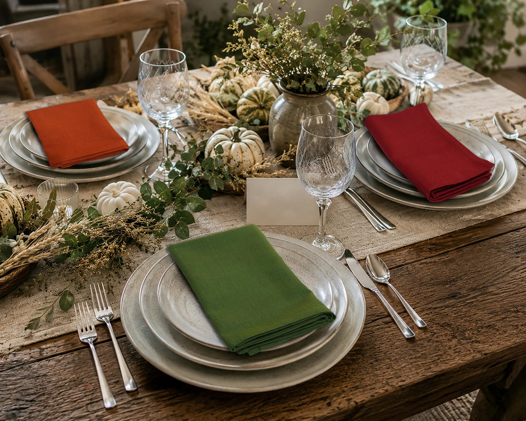 Harvest Cloth Napkins - Set of 12 Pure Cotton Dinner Napkins