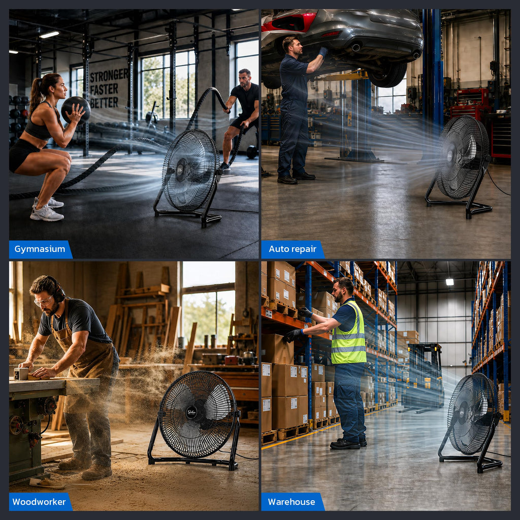 18" 3-Speed High Velocity Industrial Floor Fan, Heavy Duty Metal for Warehouse Workshop Basement, 1 Pack