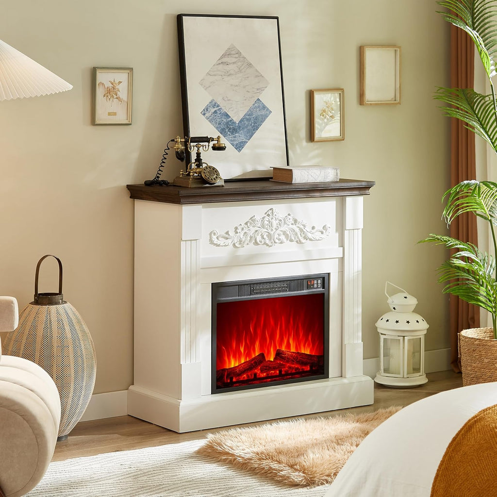 Electric Fireplace with Mantel, 40" Electric Fireplace, Fireplaces Entertainment Center