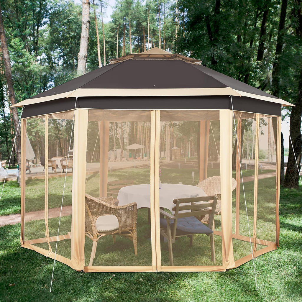 13x13 Pop up Gazebo, Hexagonal Outdoor Canopy Shelter
