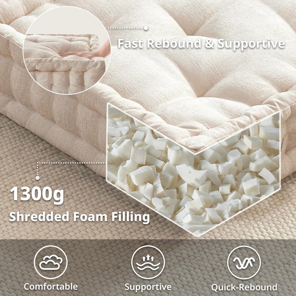 Floor Pillow, Large Cushion for Meditation, 24x24 Ivory