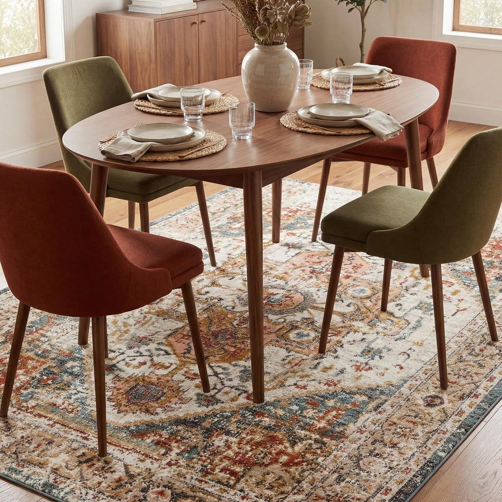 Justine Beige Medallion Power Loomed Area Rug, 8' x 10'