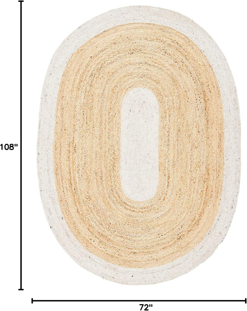 Braided Oval Rug 6x9, Wool Beige & Brown BRD910B