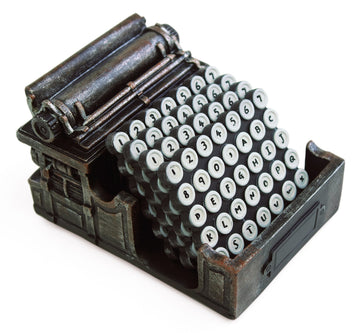 5-Pc. Retro Typewriter Coaster Set - Vintage Style with 4 Coasters & Sturdy Typewriter Holder, Protects Surfaces from