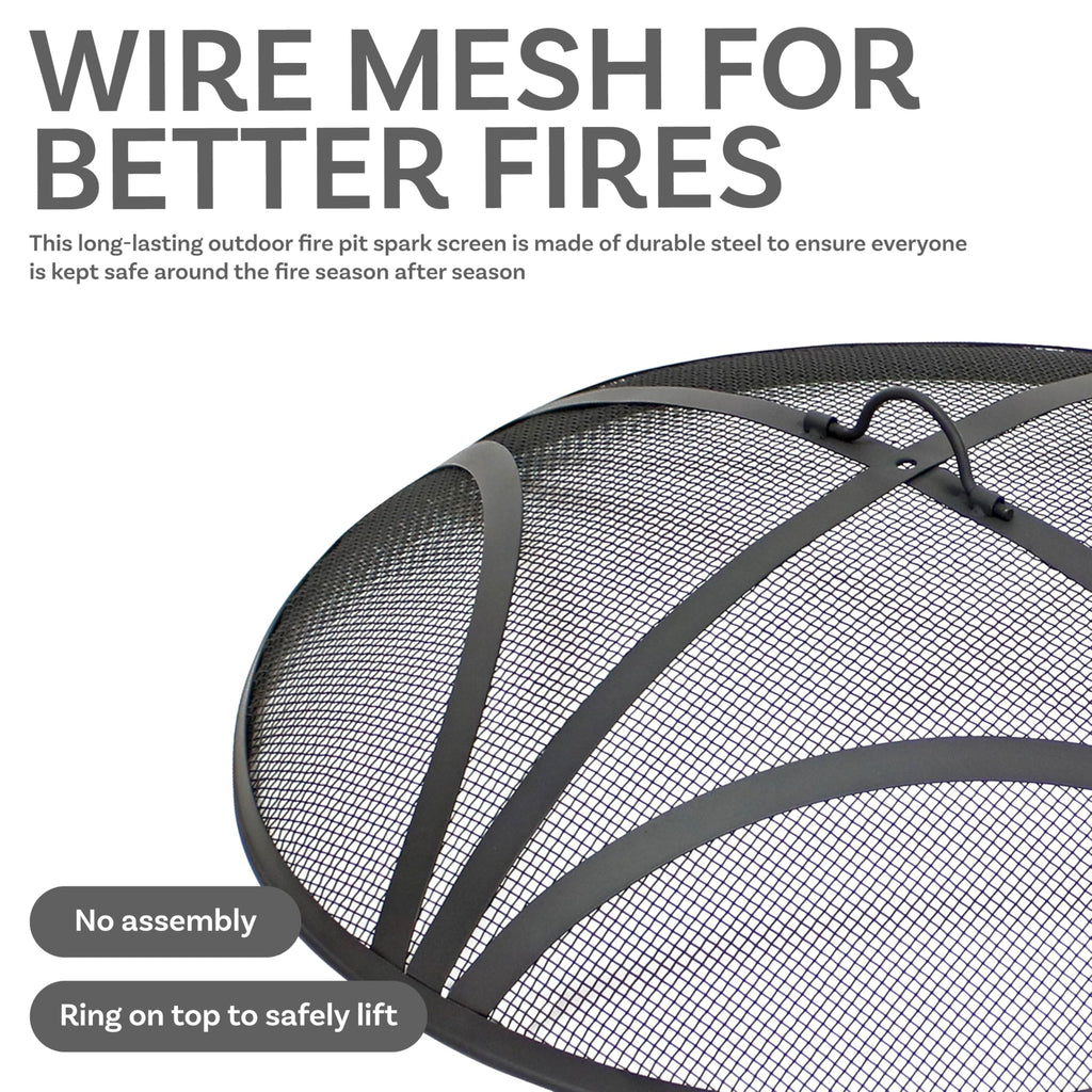 Outdoor Round Fire Pit Screen, Reinforced Steel Mesh, 30-Inch