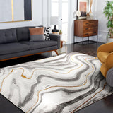 Craft Collection Area Rug - 9' x 12', Grey & Gold, Modern Abstract Design, Non-Shedding & Easy Care