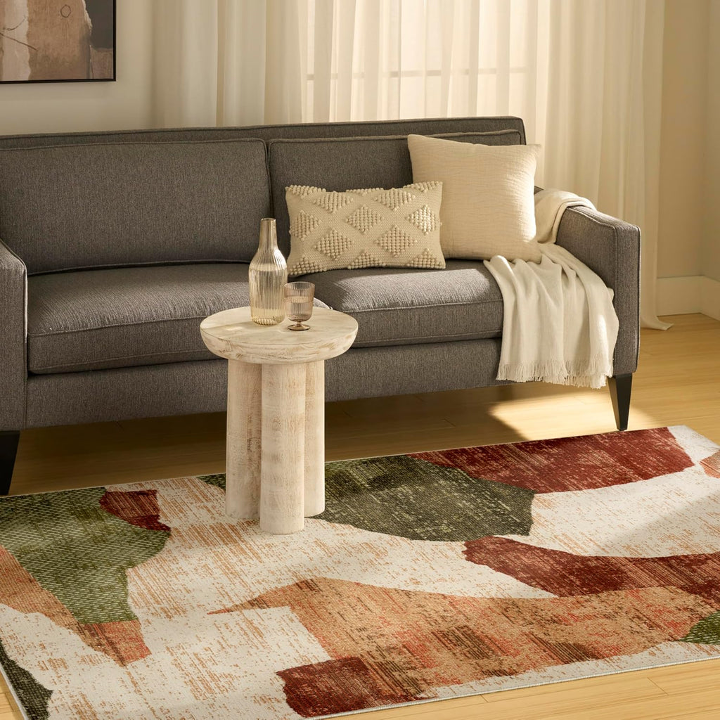 Home Nordic Beige Multi Area Rug - Easy Clean, Non Shedding, Bed Room, Living Room, Dining Room, Kitchen (5'