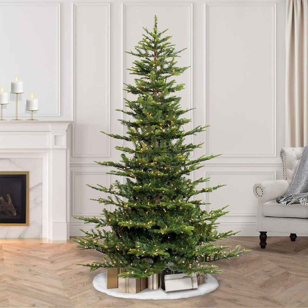 7.5ft Pre-Lit Aspen Fir Artificial Christmas Tree with 700 Clear Lights, 1319 Realistic Dense Branch Tips, Easy Setup