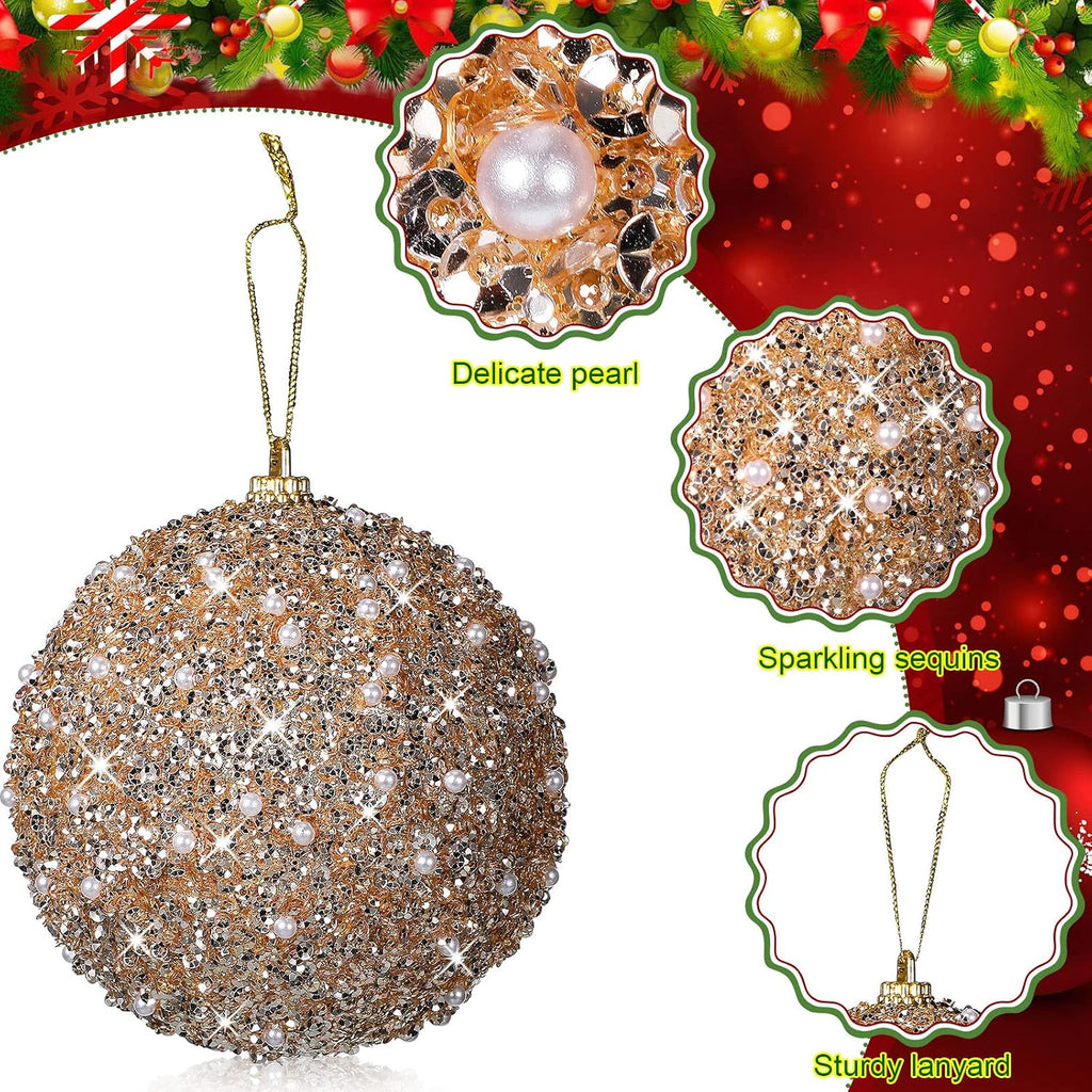 6 Pcs Christmas Ball Ornaments 4 Inch Xmas Tree Decor,Champagne