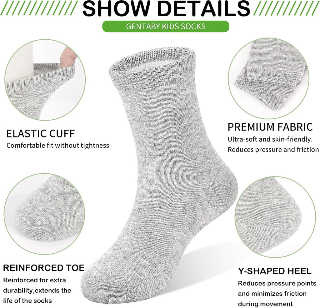 18 Pairs Toddler Kids Crew Socks Boys Girls for School
