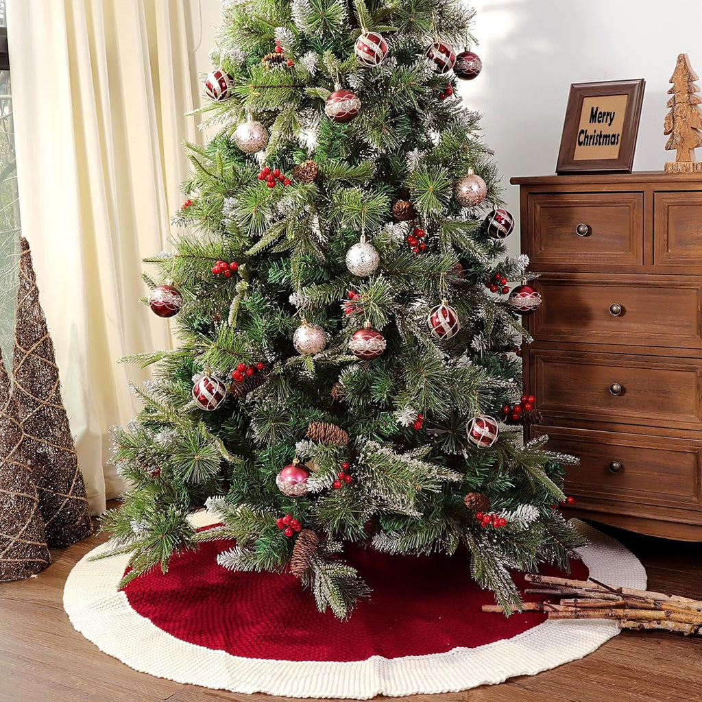 Knit Christmas Tree Skirts, Neutral Tree Skirt, Cozy Christmas Decorations