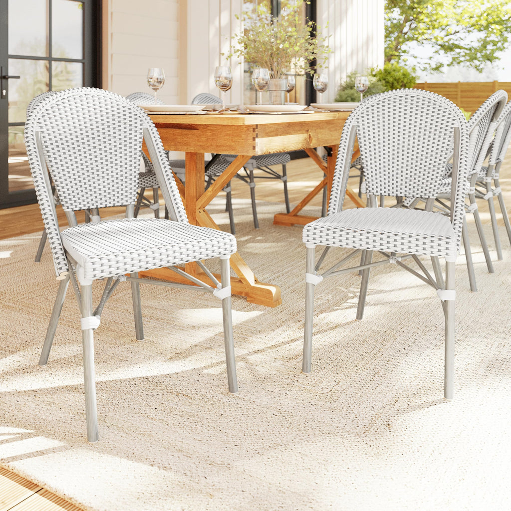 Lily Pond Stackable Bistro Chair, White/Gray