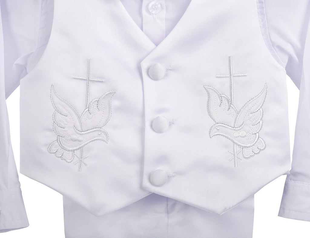 Baby Boy Satin Baptism Clothes Christening Outfit with Bonnet 5 Pieces Set Formal White Suit Months Style D