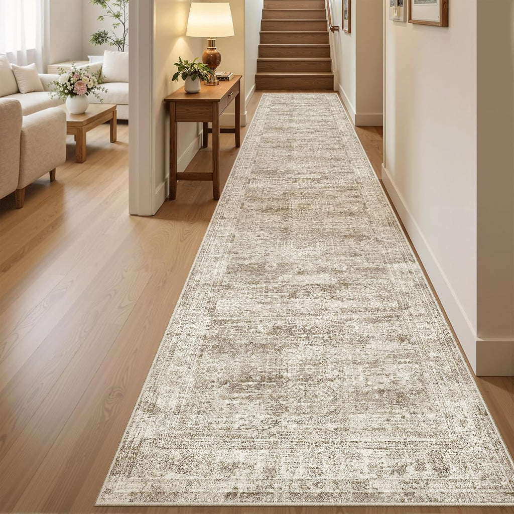 Runner Rug 2'6" x 10' Washable Non-Slip Runner Rugs for Kitchen Bathroom Laundry Room Vintage Ultra 