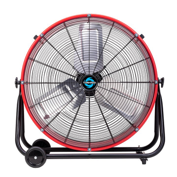 24 Inch High Velocity Heavy Duty Tilt Metal Drum Fan Wide Version Red Commercial, Industrial Use 3 Speed 8800 CFM - 8