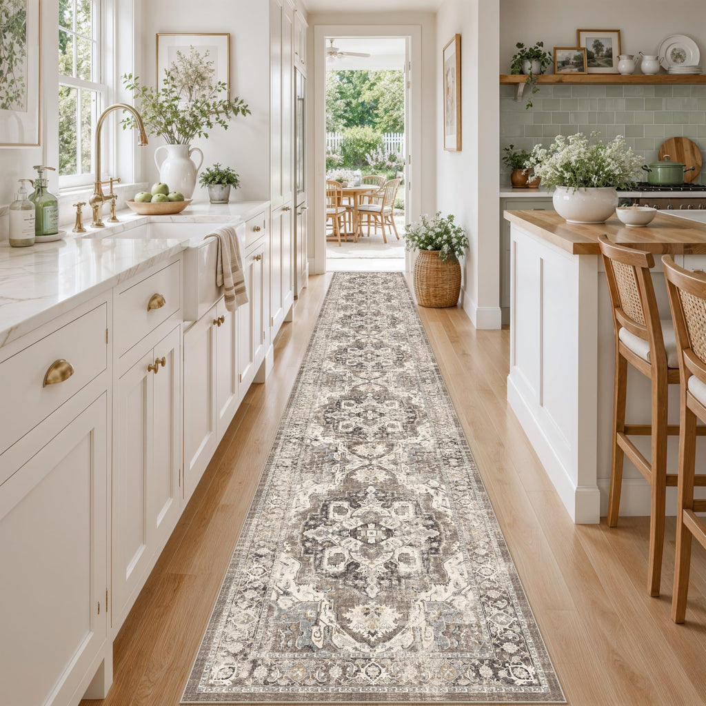 Long Hallway Runner Rug : Non-Slip Washable Boho Rug Runners Entryway Soft Low Pile Carpet Vintage Stain