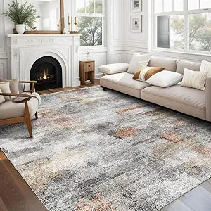 Washable Rug, Ultra Soft Area Rug 6x9, Non Slip Abstract Rug Carpet, Stain Resistant Rugs Bedroom, Modern Fluffy Rug