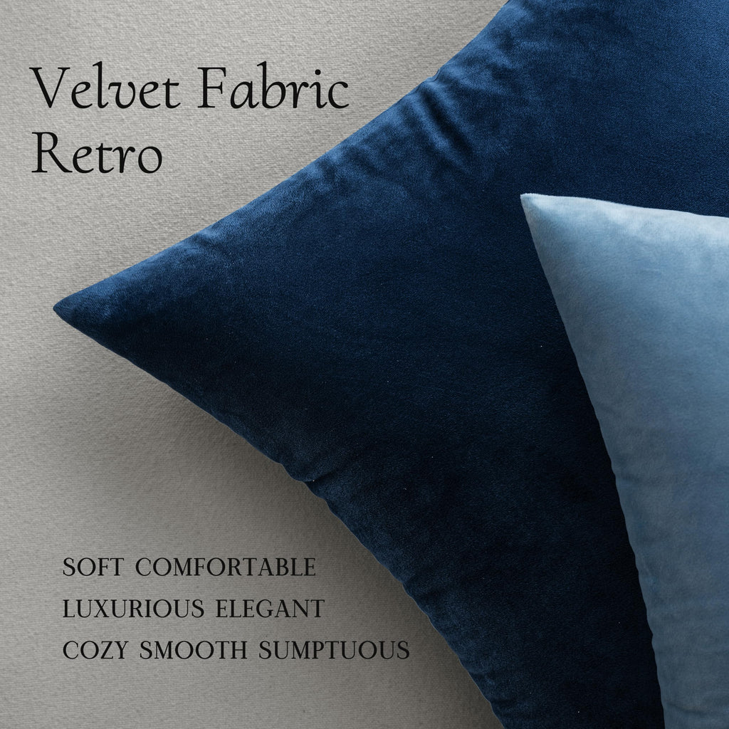 Velvet Throw Pillow Covers 20x20 Inch Pack of 2 Dark Blue