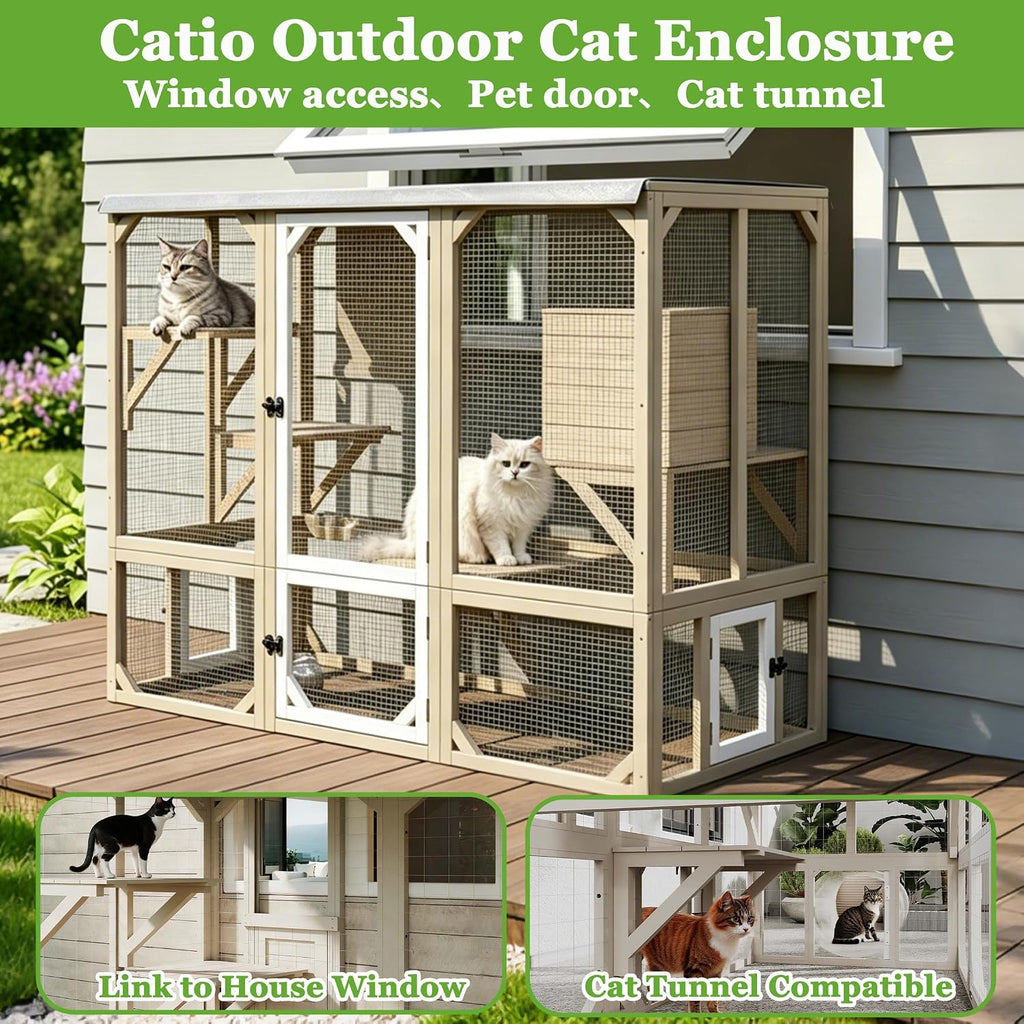 Catio Cat Enclosures Cat's House for Indoor Outdoor for 1-3 Cats