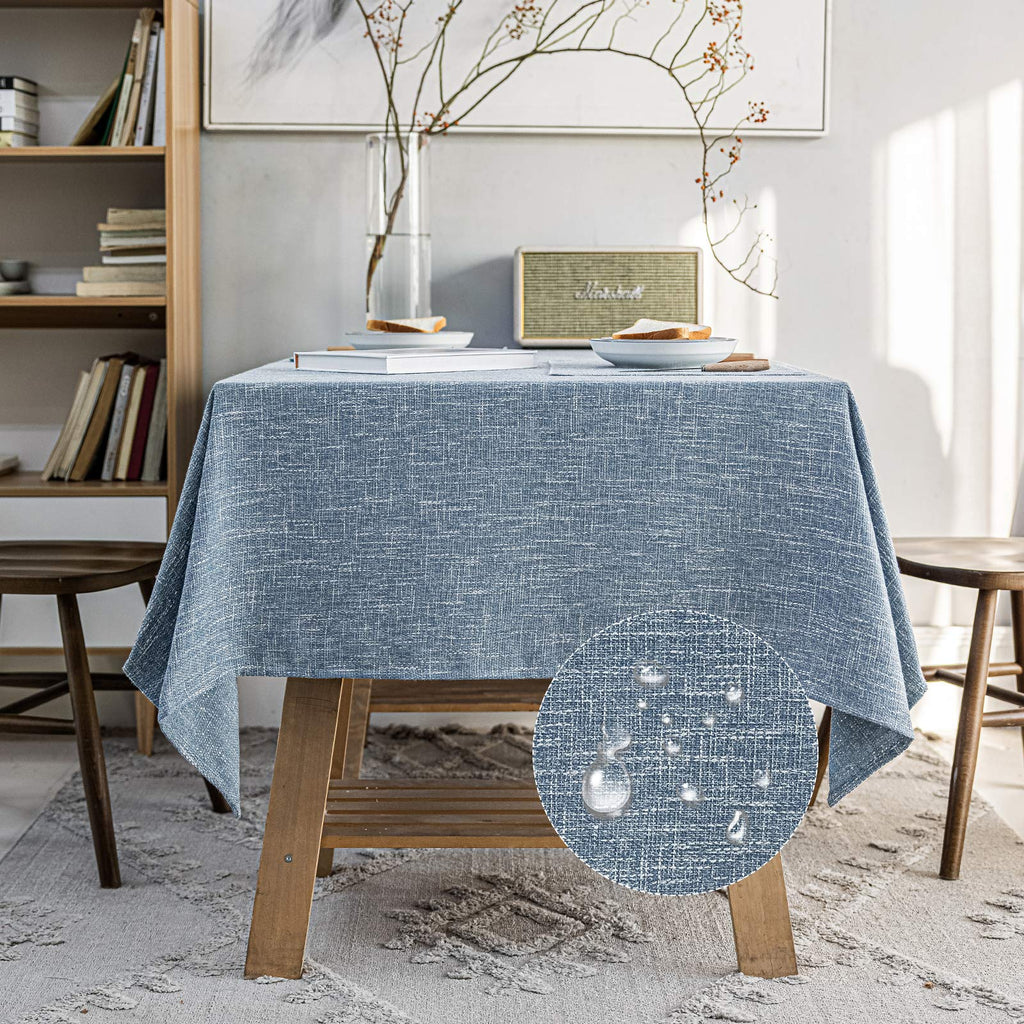 Waterproof Linen Tablecloths Rectangle Dining(54"x86") Dirty Blue