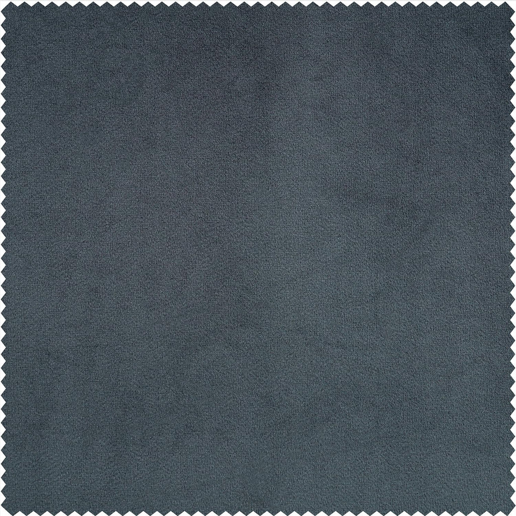 Velvet Pleated Blackout Curtains (1 Panel), 25W x 108L, Distance Blue Grey