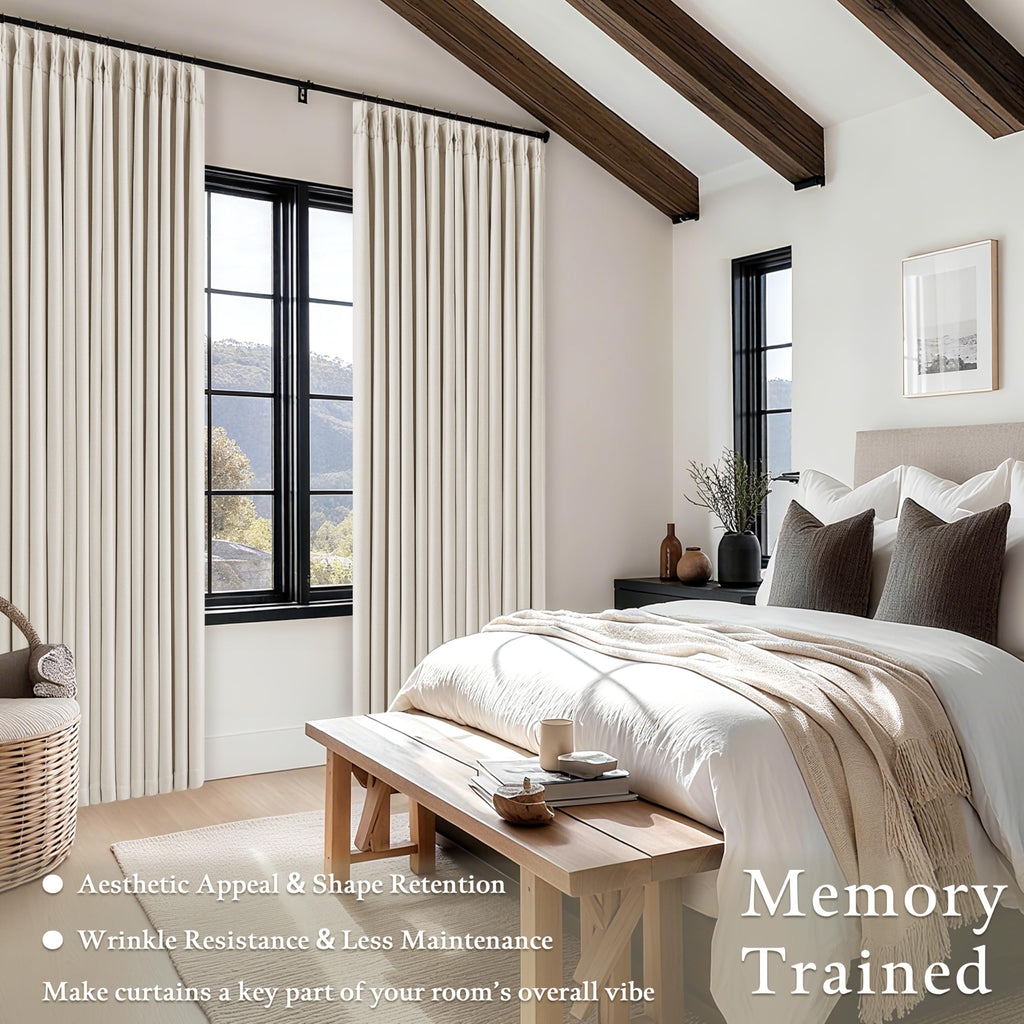 102 Inch Pinch Pleated Blackout Curtains 2 Panels Natural