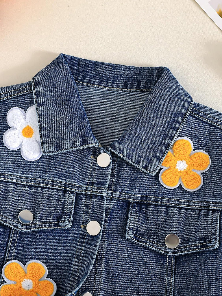 Girls Denim Jacket Cropped Jean Jacket for Toddler Kids