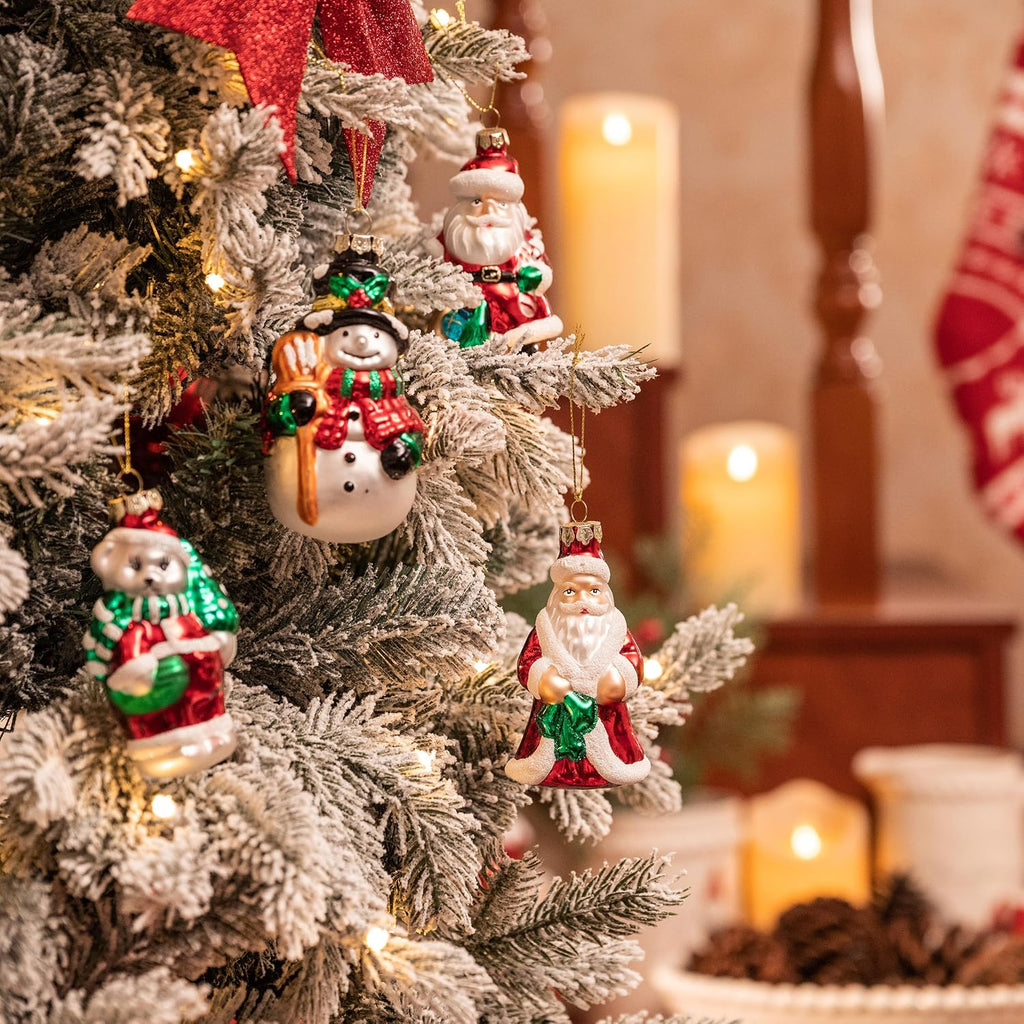 4ct Christmas Glass Ornaments Tree Decorations Set