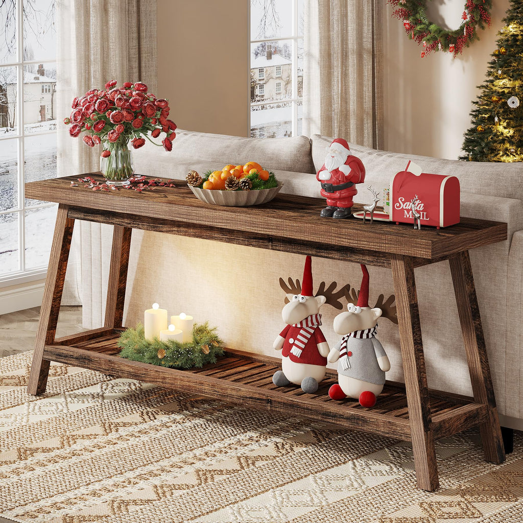70.86-Inch Console Table for Entyrway, Farmhouse 2-Tier Entry Entrance Table, Narrow Long Sofa Table Behind Couch