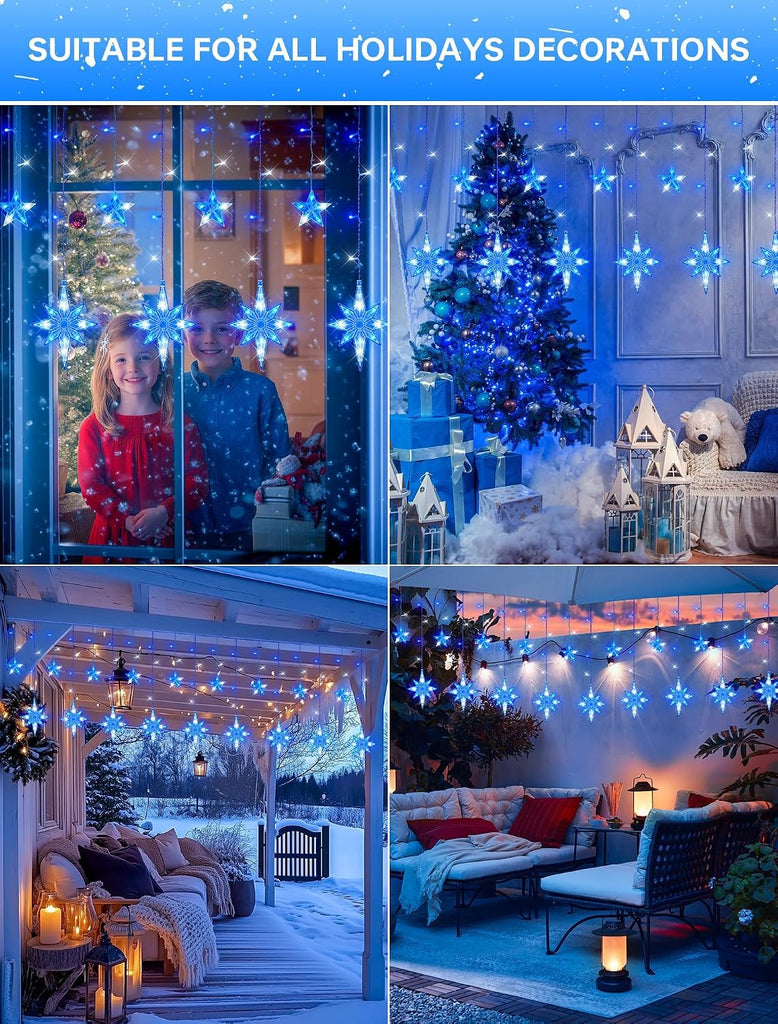 Icicle Lights Outdoor,126 Led 12 Star Hanging String Light
