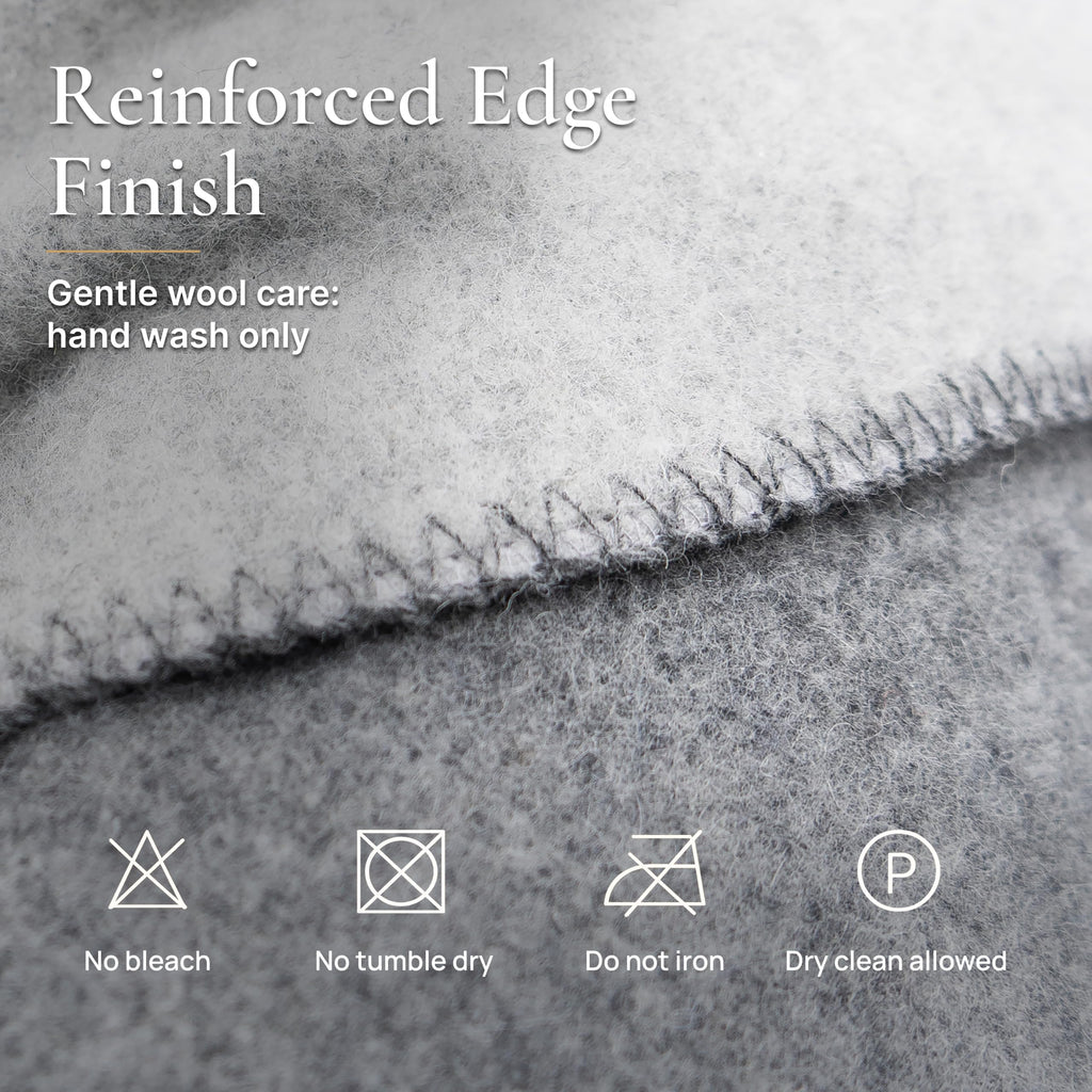 Merino Wool Blanket for Twin Bed & Couch, Reversible Warm Throw, 59 x 85 in