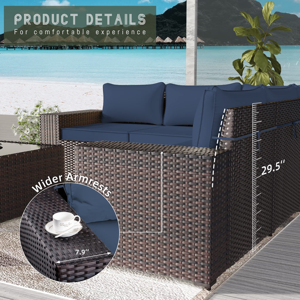 13 PCS Outdoor Patio Furniture Set, Outdoor Sectional Furniture with 43" 55000 BTU Gas Propane Fire Pit Table, All