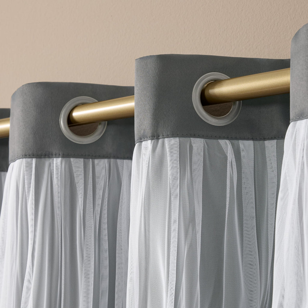 Talia Double Layer Indoor Curtains, Sheer and Room Darkening Blackout, Grommet Top, Energy Efficient, 2-Pack Set