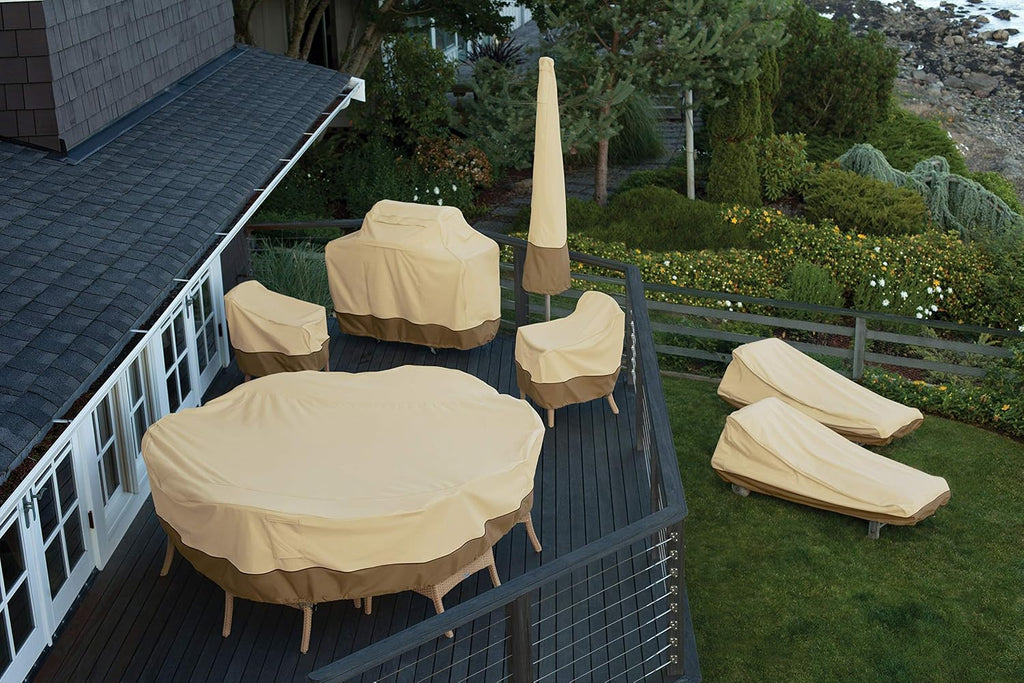 Veranda Water-Resistant 94 Inch Round Patio Table & Chair Set Cover, Outdoor Table Cover