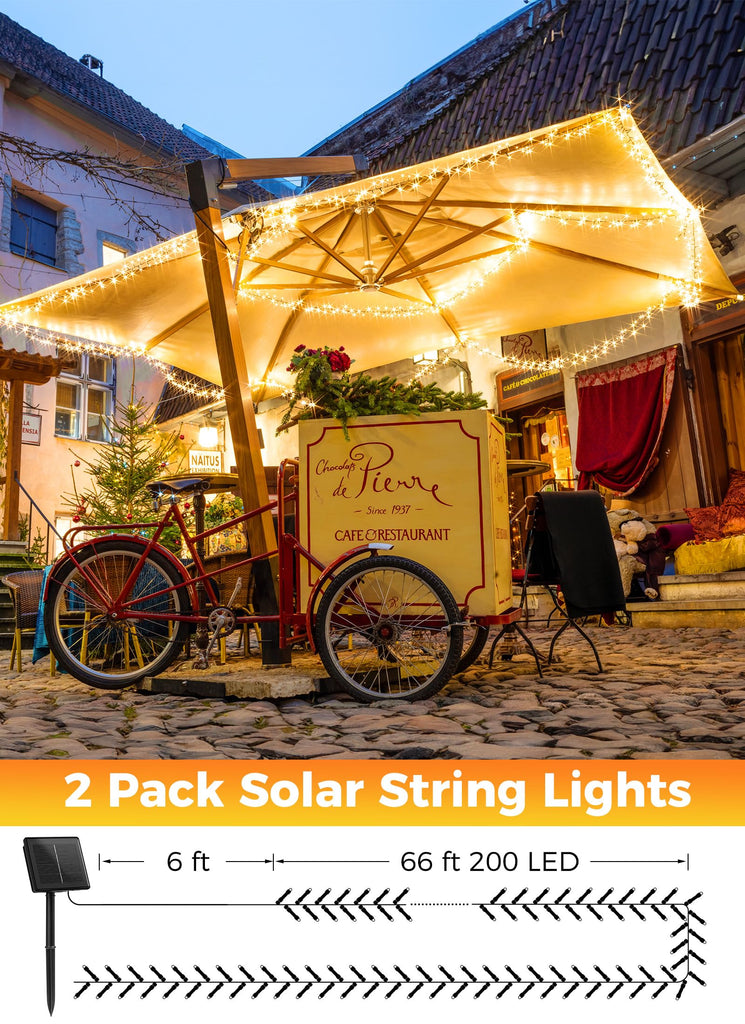 Solar String Lights Outdoor Waterproof, 2 Pack Total 400 LED